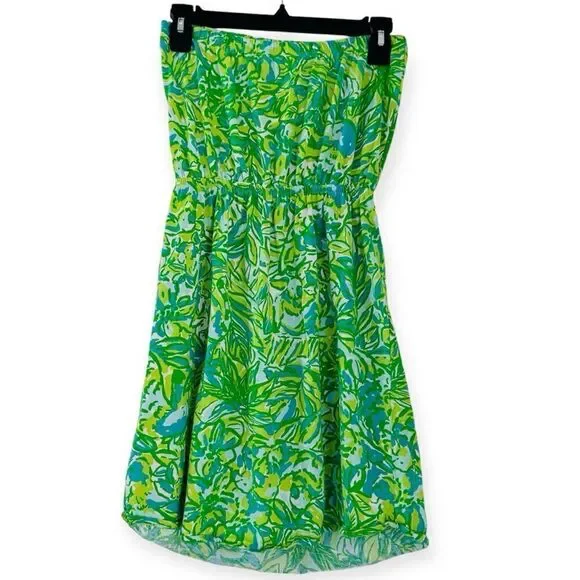 Lilly Pulitzer Windsor Strapless Dress Fresh Citrus Green Parrot Size Small - Picture 4 of 7